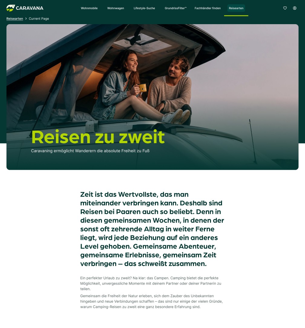 Screenshot von dem CARAVAN Blog