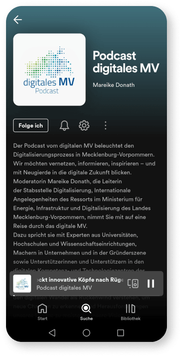 Screenshot vom "digitalen MV" Podcast: Allgemeine Infos