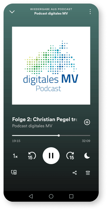 Screenshot vom "digitalen MV" Podcast: Folge #2 wird abgespielt