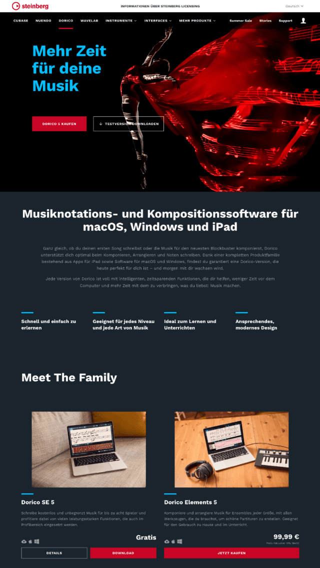 Screenshot Desktop Ansicht vom Produkt Dorico