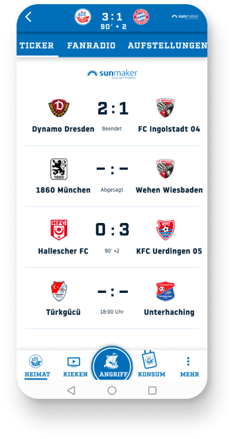 Screenshot von der Ticker Ansicht