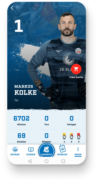 Screenshot aus der App: Detailinfos zum Spieler Markus Kolke