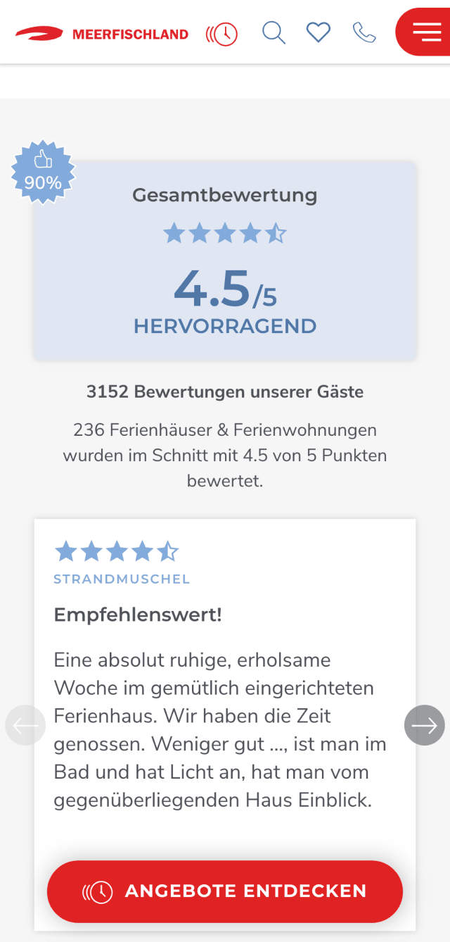Phone Screenshot vom Bewertungssystem. Zu sehen ist eine Gesamtbewertung und darunter eine einzelne Bewertung bzw. Kommentar.