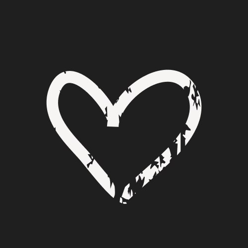 Stilisiertes Herz-Symbol als Platzhalter für ein Portraitbild. Schwarz-weißes Design mit kreativem, unvollständigem Linienstil auf dunklem Hintergrund.