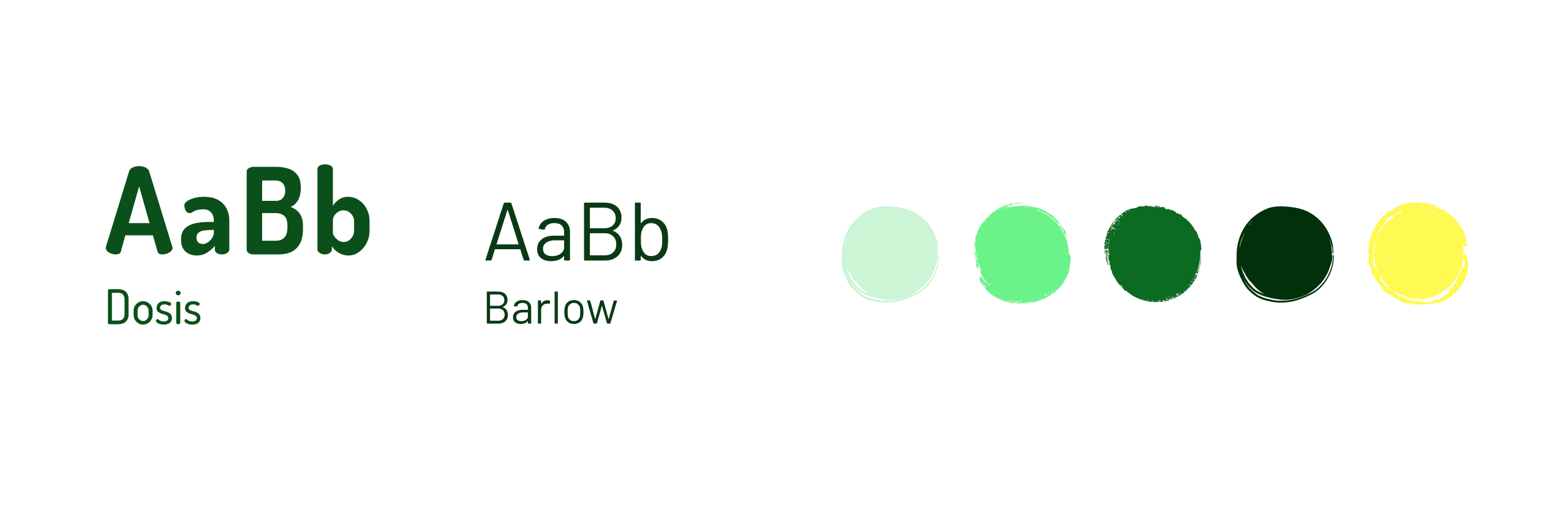 Corporate Design von GER Umweltschutz mit den Hausschriften Dosis und Barlow sowie der Farbpalette in Hellgrün, Mittelgrün, Dunkelgrün, sehr dunklem Grün und Gelb, im Hintergrund ein weißes Pinselstrich-Element.