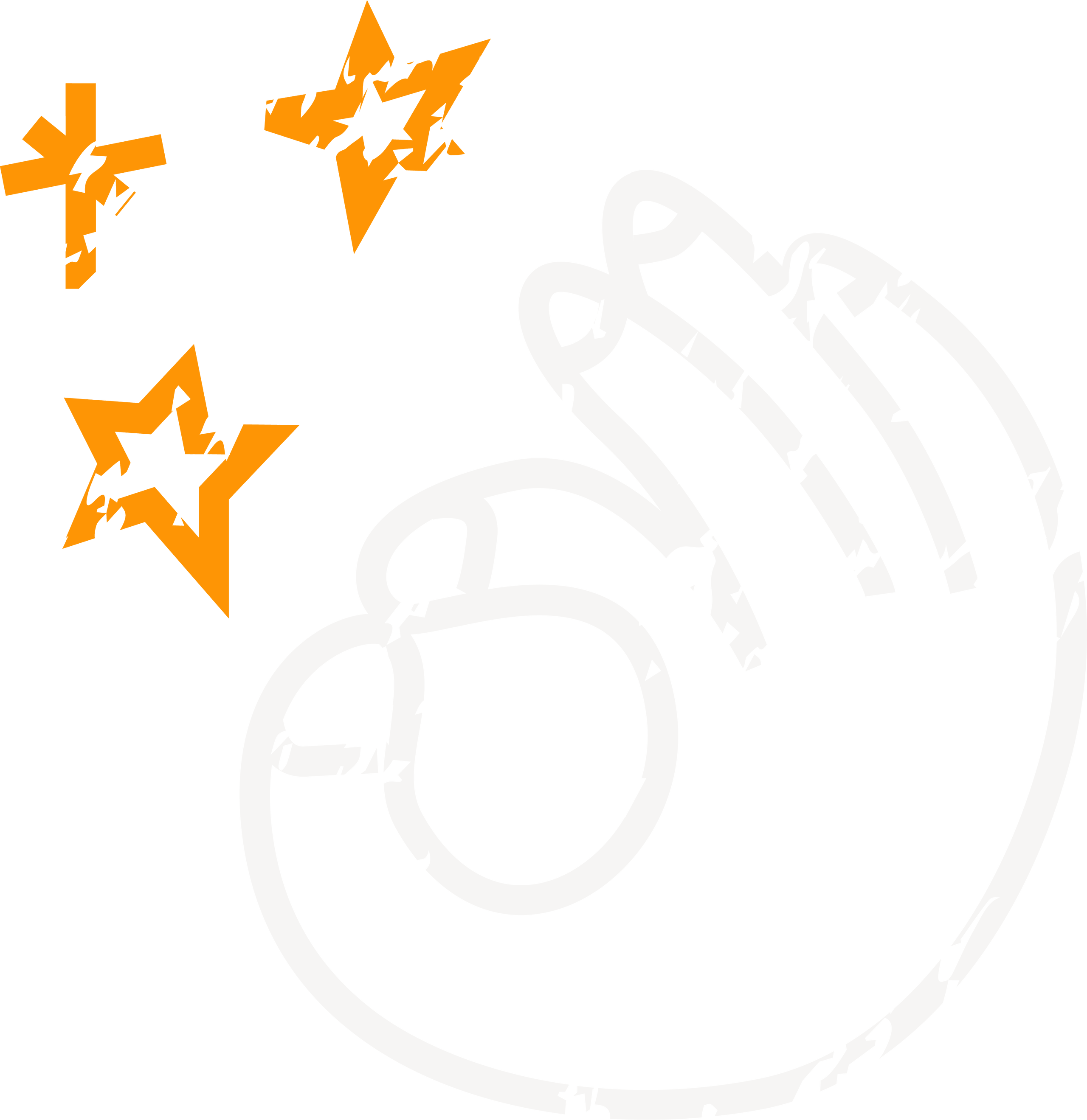 Minimalistische Illustration einer Hand, die OK zeigt, orangefarbene Sterne in der linken Ecke