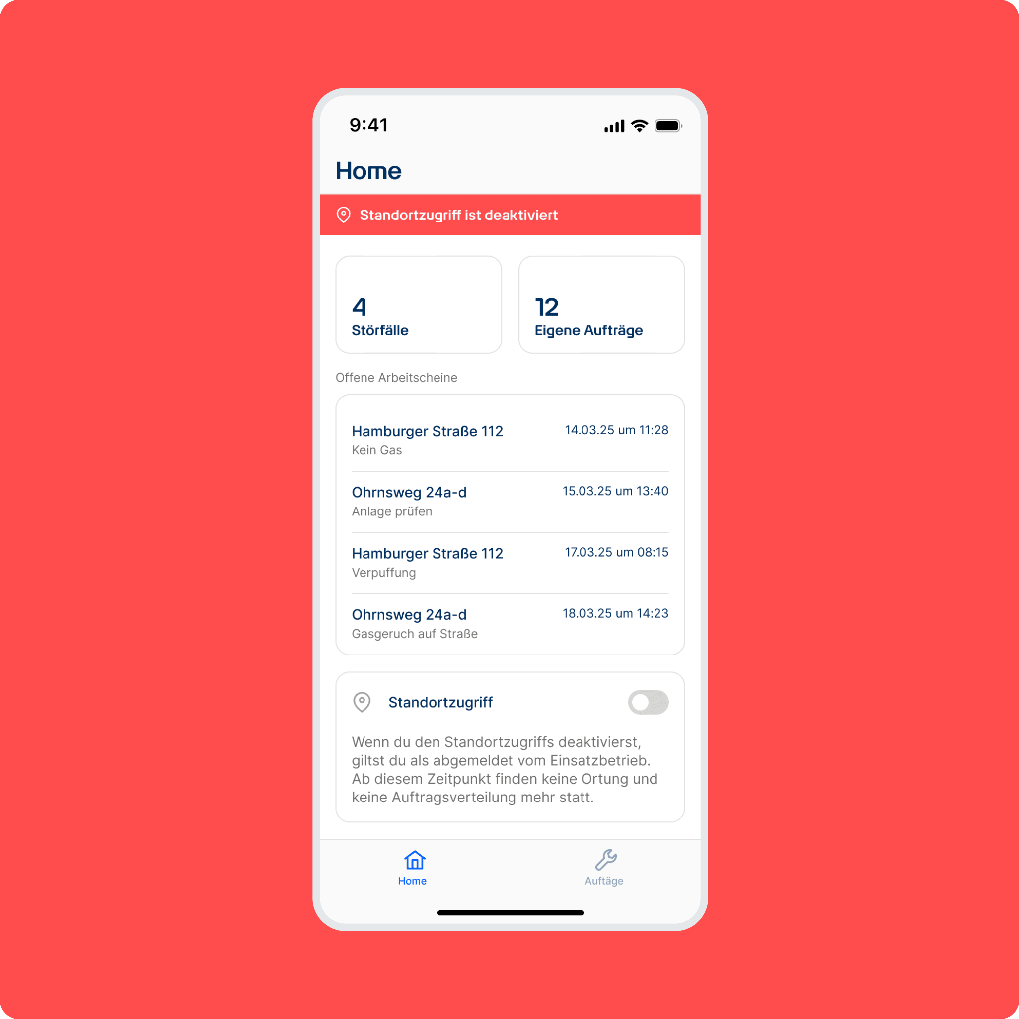 Mobile App-Ansicht der Hamburger Energienetze auf einem Smartphone
